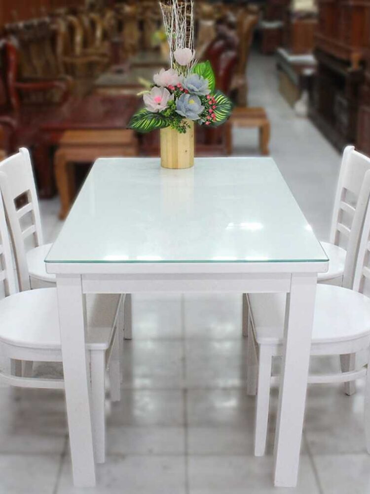 Mẫu bộ bàn ăn 4 ghế màu trắng đẹp cao cấp