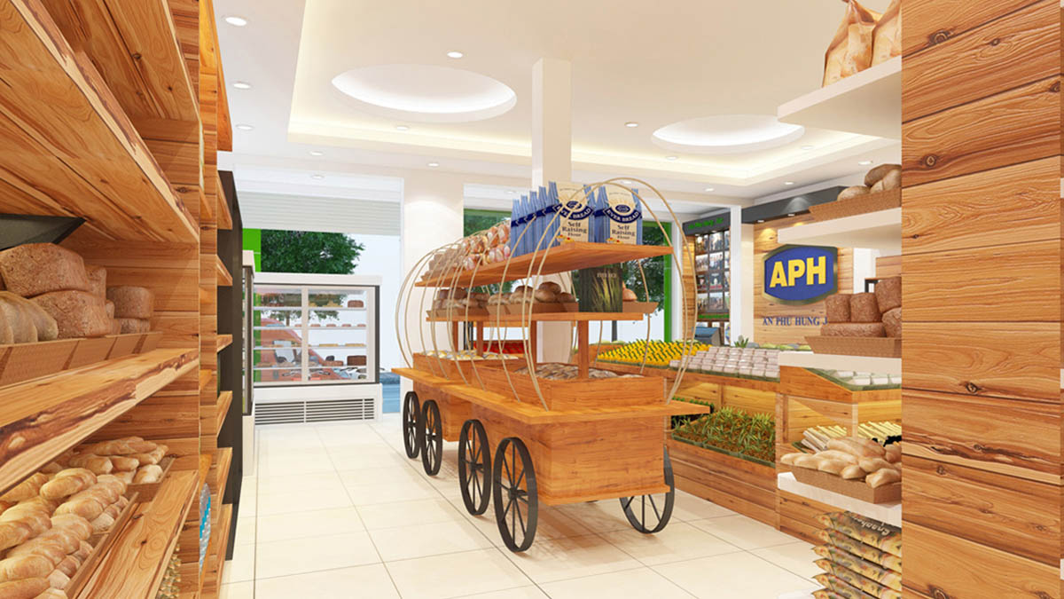 Thiết kế thi công nội thất bằng gỗ cho siêu thị